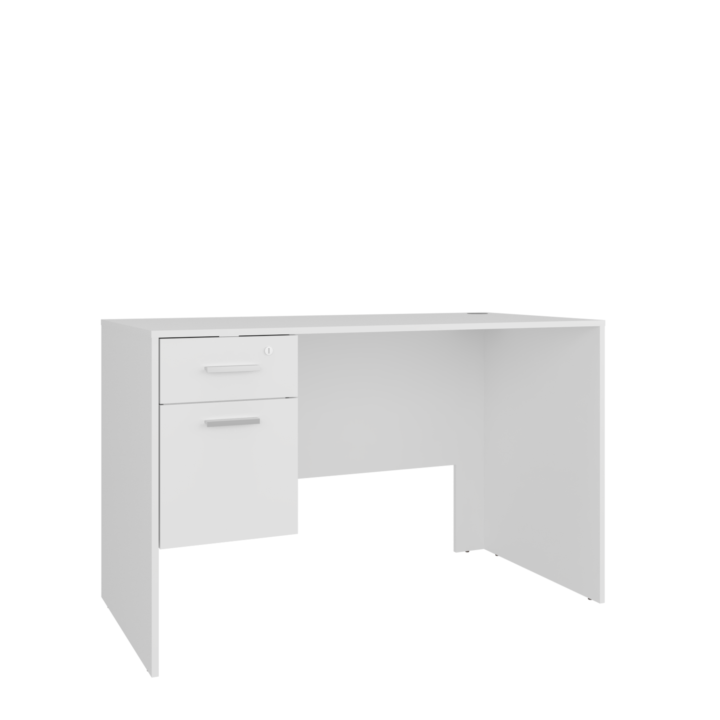 Compact White Particle Board Office Desk with Storage Drawers for Home Office
