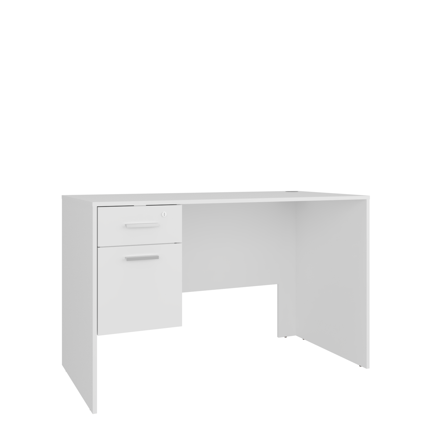 Compact White Particle Board Office Desk with Storage Drawers for Home Office