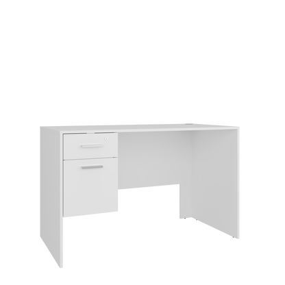 Compact White Particle Board Office Desk with Storage Drawers for Home Office