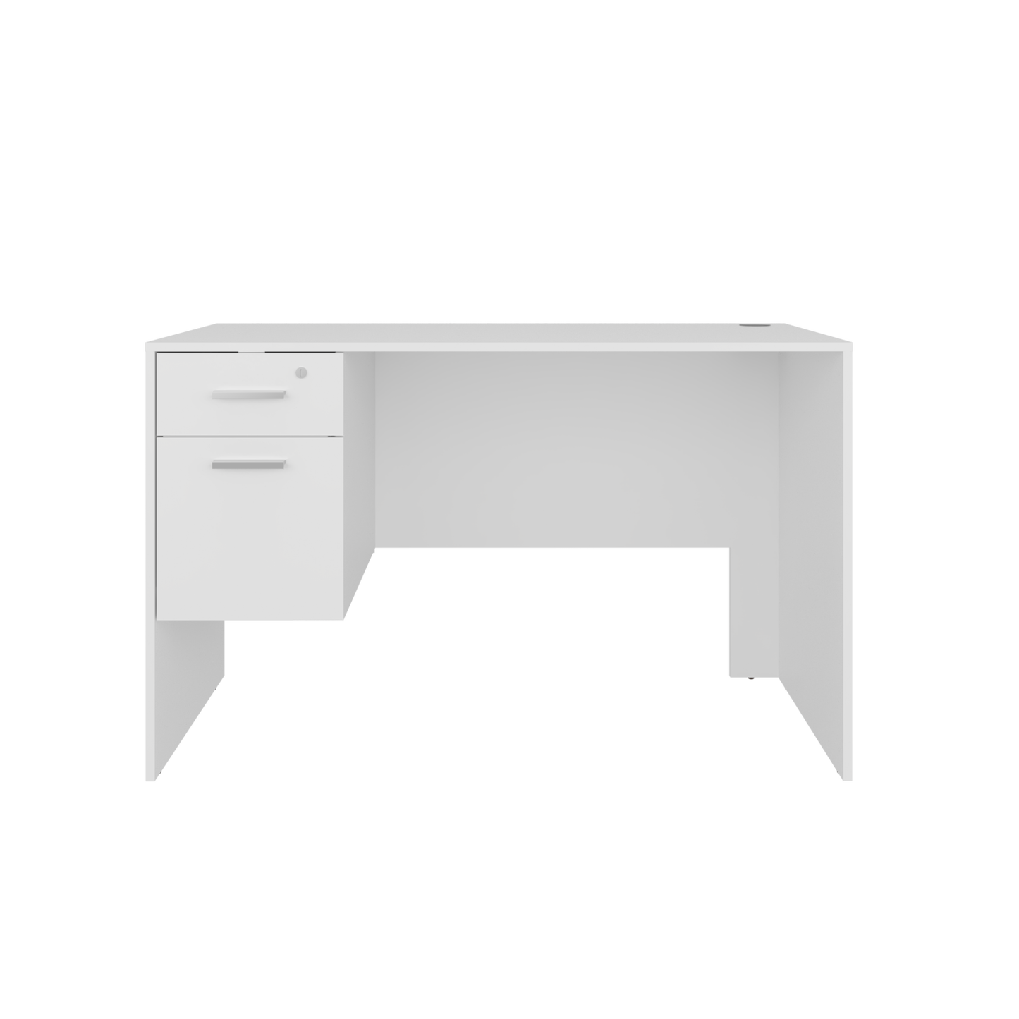 Compact White Particle Board Office Desk with Storage Drawers for Home Office