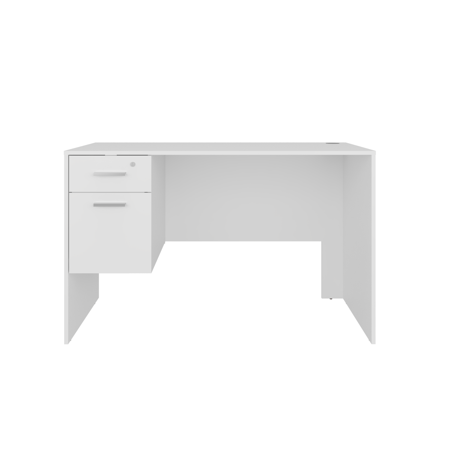 Compact White Particle Board Office Desk with Storage Drawers for Home Office