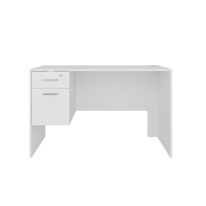 Compact White Particle Board Office Desk with Storage Drawers for Home Office