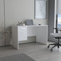 Mellier Modern Office Desk with Two Drawers and Side Storage, Compact Computer Workstation for Home Office or Study Room, White
