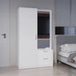 71" White Mirror Armoire with Two Drawers & Hanging Rod for Bedroom