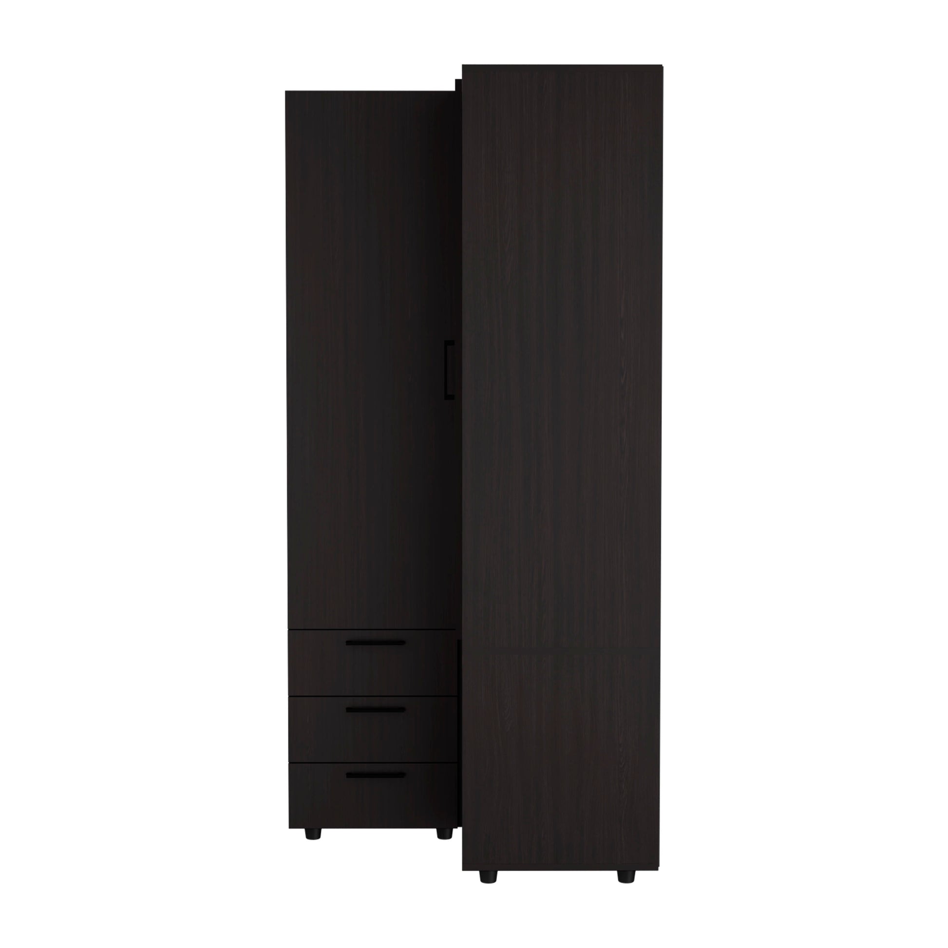 Black Corner Armoire - Space-Saving Storage for Bedroom