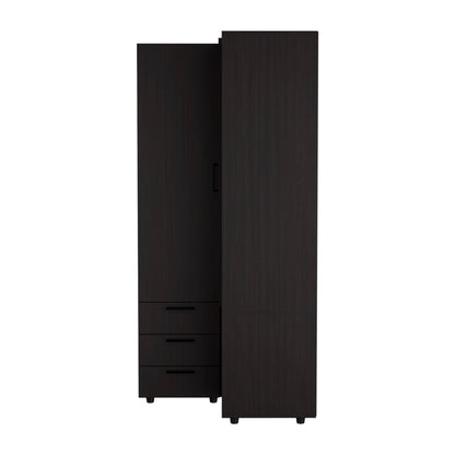 Black Corner Armoire - Space-Saving Storage for Bedroom