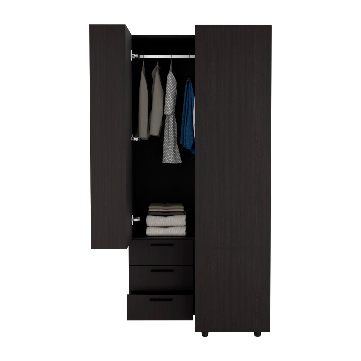 Black Corner Armoire - Space-Saving Storage for Bedroom