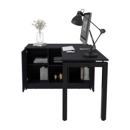 Alfie Rotable Desk - 72 Inch Wide Adjustable Workstation with Storage, Black
