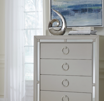 Silver Grey Modern Bedroom Dresser 33.27" W