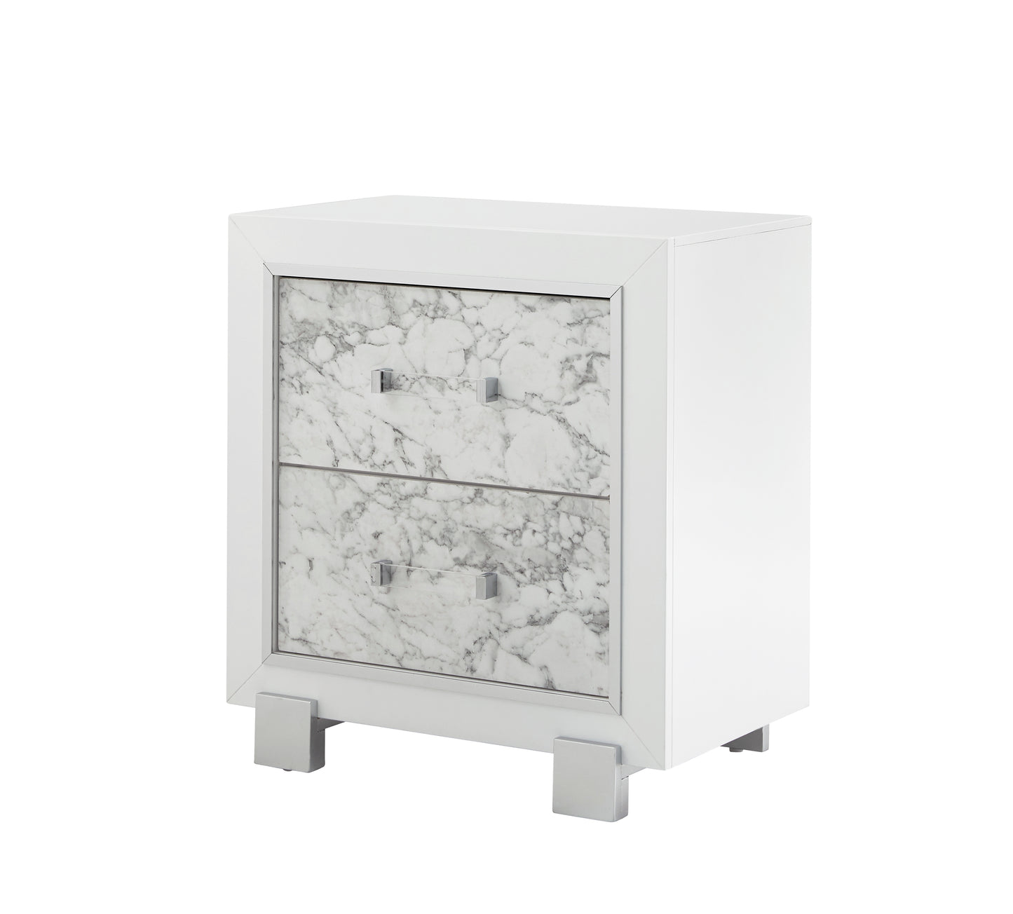 SKYE Marble White Nightstand - Modern Bedroom Storage