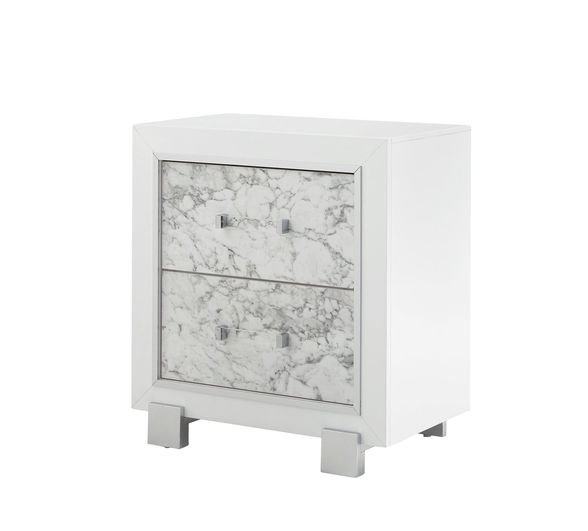 SKYE Marble White Nightstand - Modern Bedroom Storage