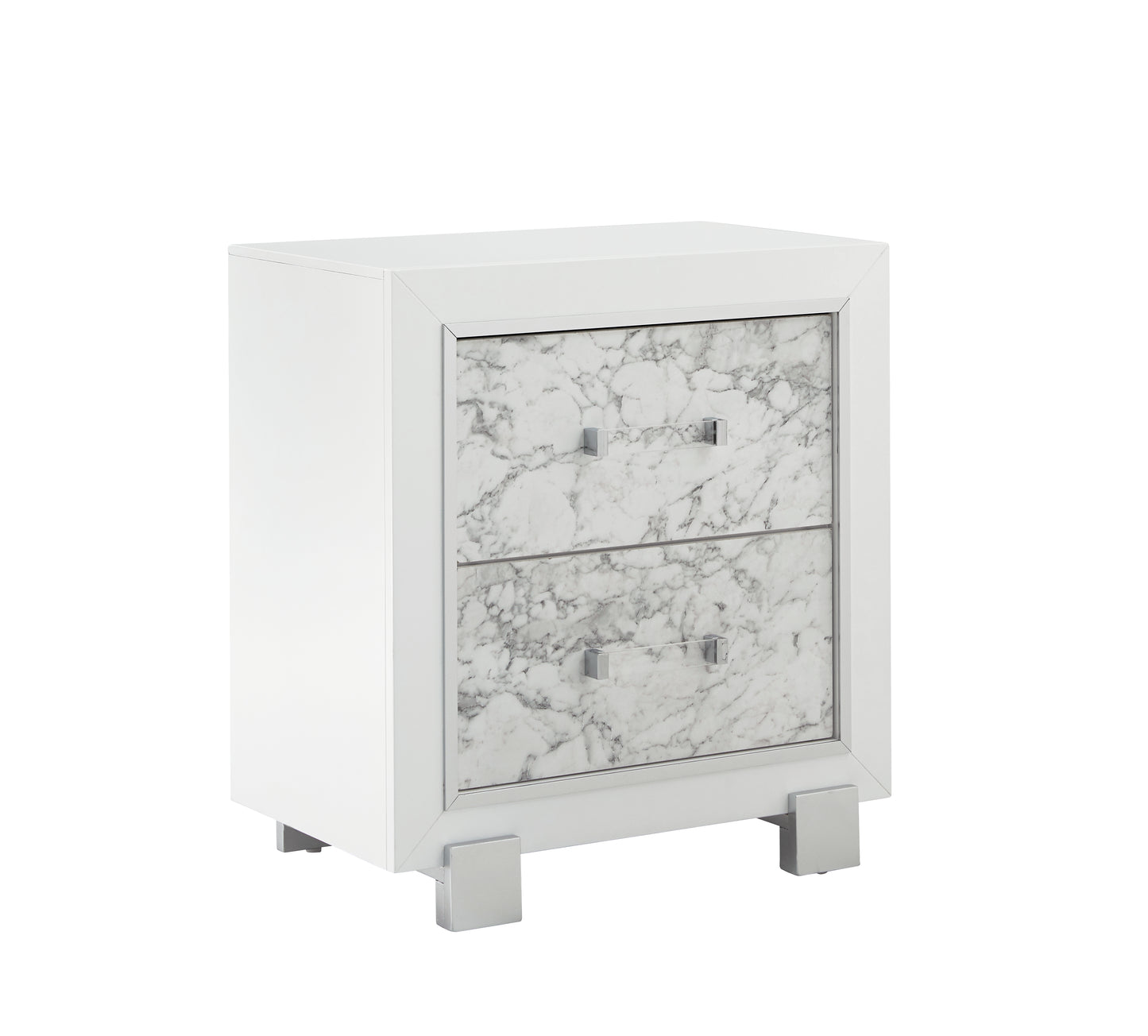 SKYE Marble White Nightstand - Modern Bedroom Storage