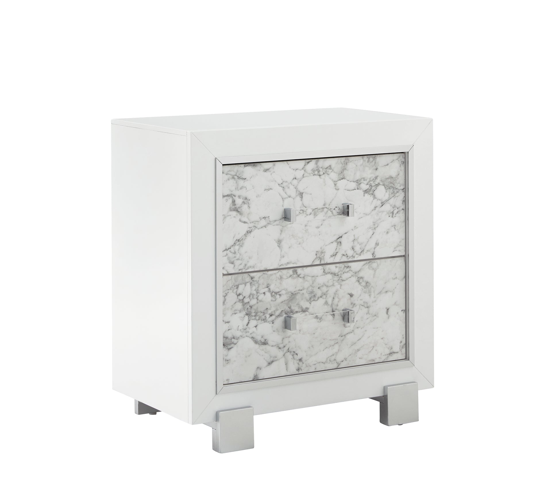 SKYE Marble White Nightstand - Modern Bedroom Storage