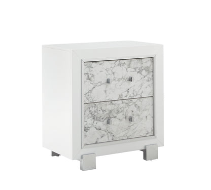 SKYE Marble White Nightstand - Modern Bedroom Storage