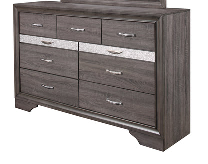 RYDER Sparkle Grey Dresser - 9 Drawer Storage
