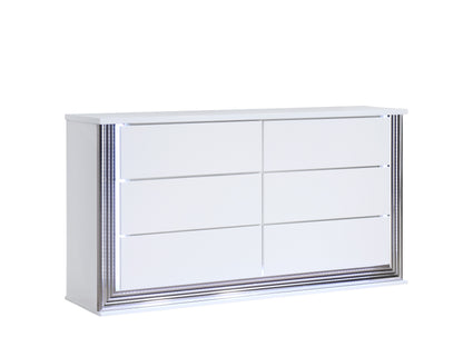 White Modern Bedroom Dresser 61" Wide