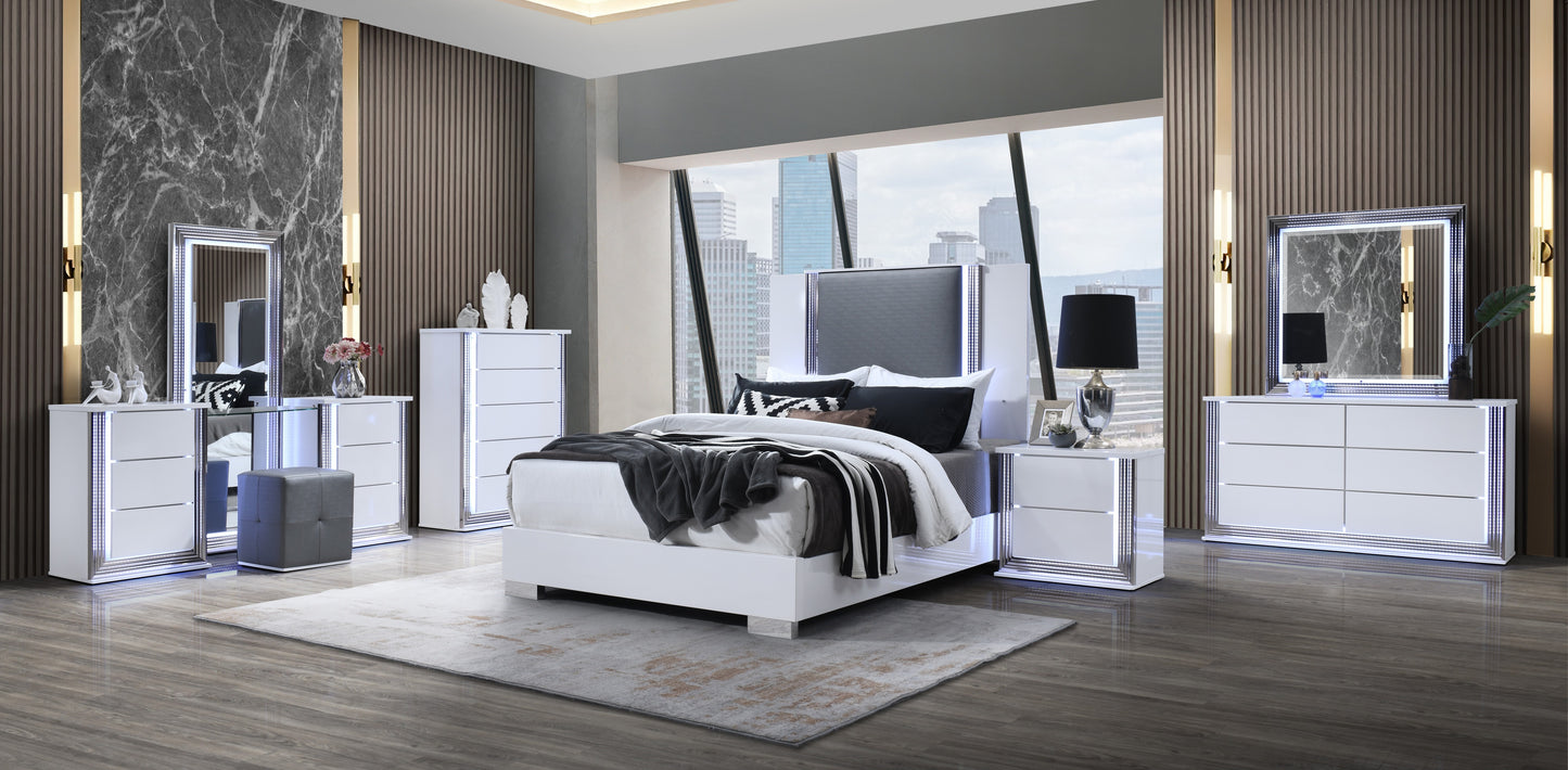 White Modern Bedroom Dresser 61" Wide