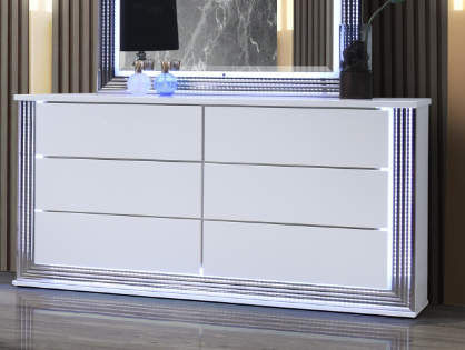 White Modern Bedroom Dresser 61" Wide
