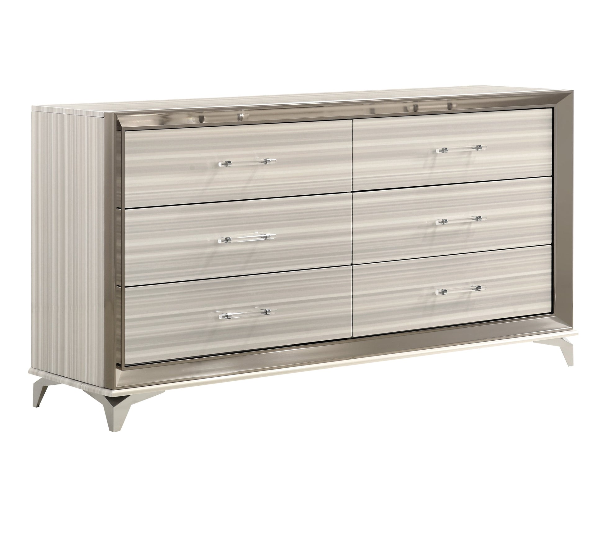 64" White Solid Wood MDF Dresser Bedroom Storage
