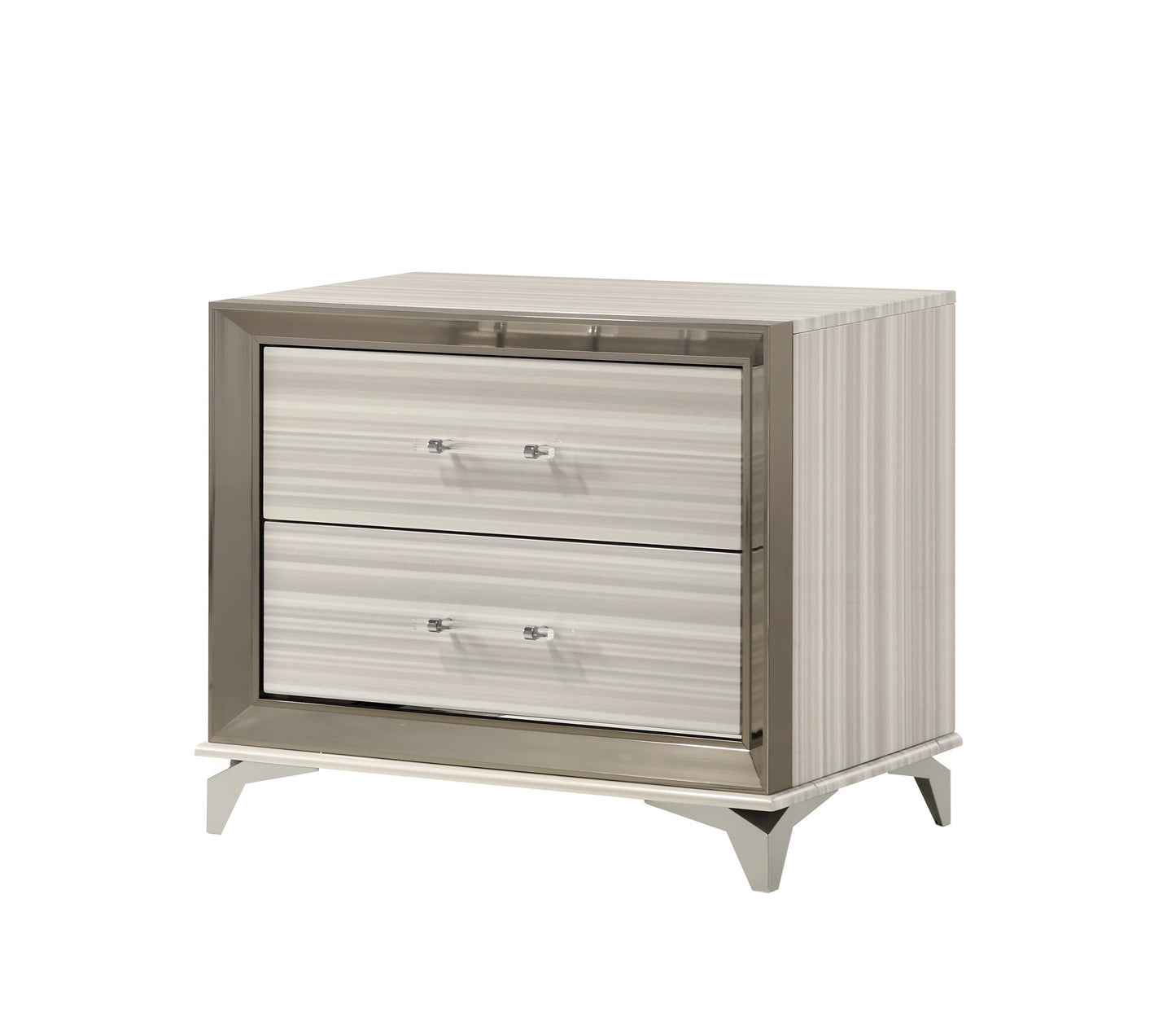 STAR WHITE NIGHTSTAND - White Square Nightstand with 2 Drawers