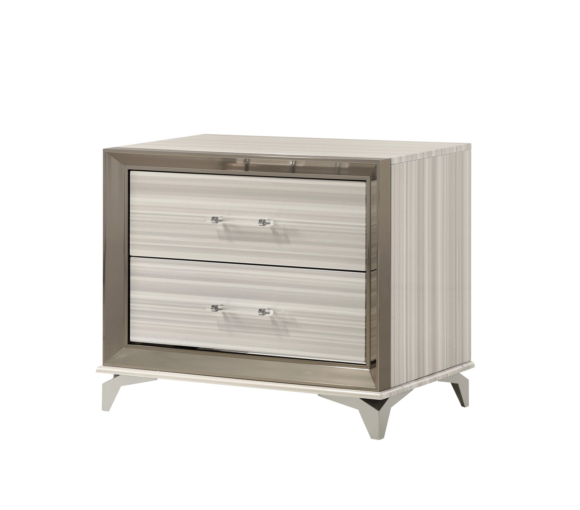 STAR WHITE NIGHTSTAND - White Square Nightstand with 2 Drawers