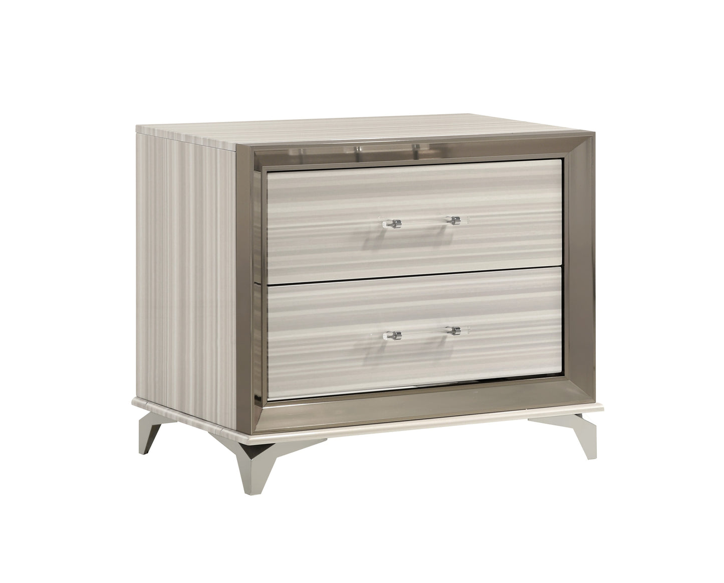 STAR WHITE NIGHTSTAND - White Square Nightstand with 2 Drawers