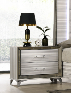 STAR WHITE NIGHTSTAND - White Square Nightstand with 2 Drawers