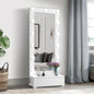 ELISA WHITE NARROW TALL MIRROR WITH SPEAKER AND DRAWER