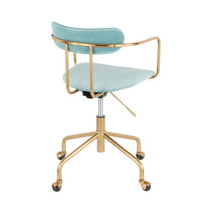 Blue Gold Velvet Office Chair - Modern Task Chair