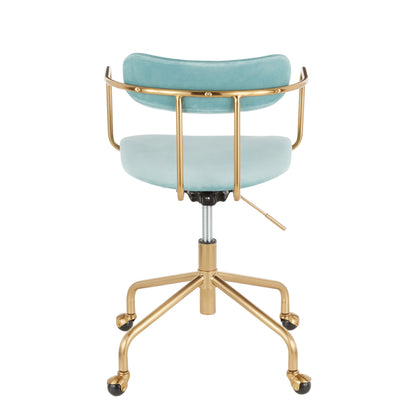 Blue Gold Velvet Office Chair - Modern Task Chair