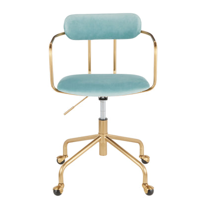 Blue Gold Velvet Office Chair - Modern Task Chair