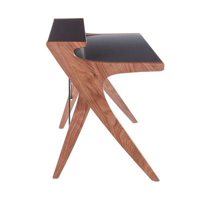 Archer Contemporary Desk - Grey & Walnut Wood