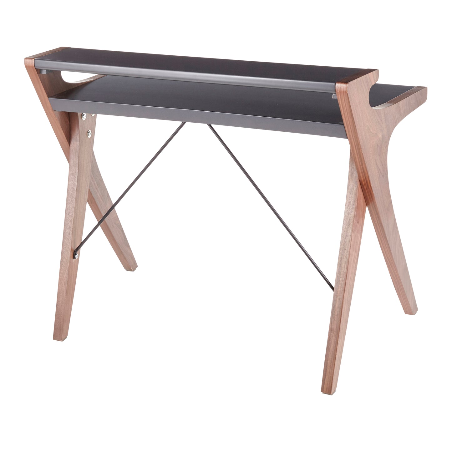 Archer Contemporary Desk - Grey & Walnut Wood