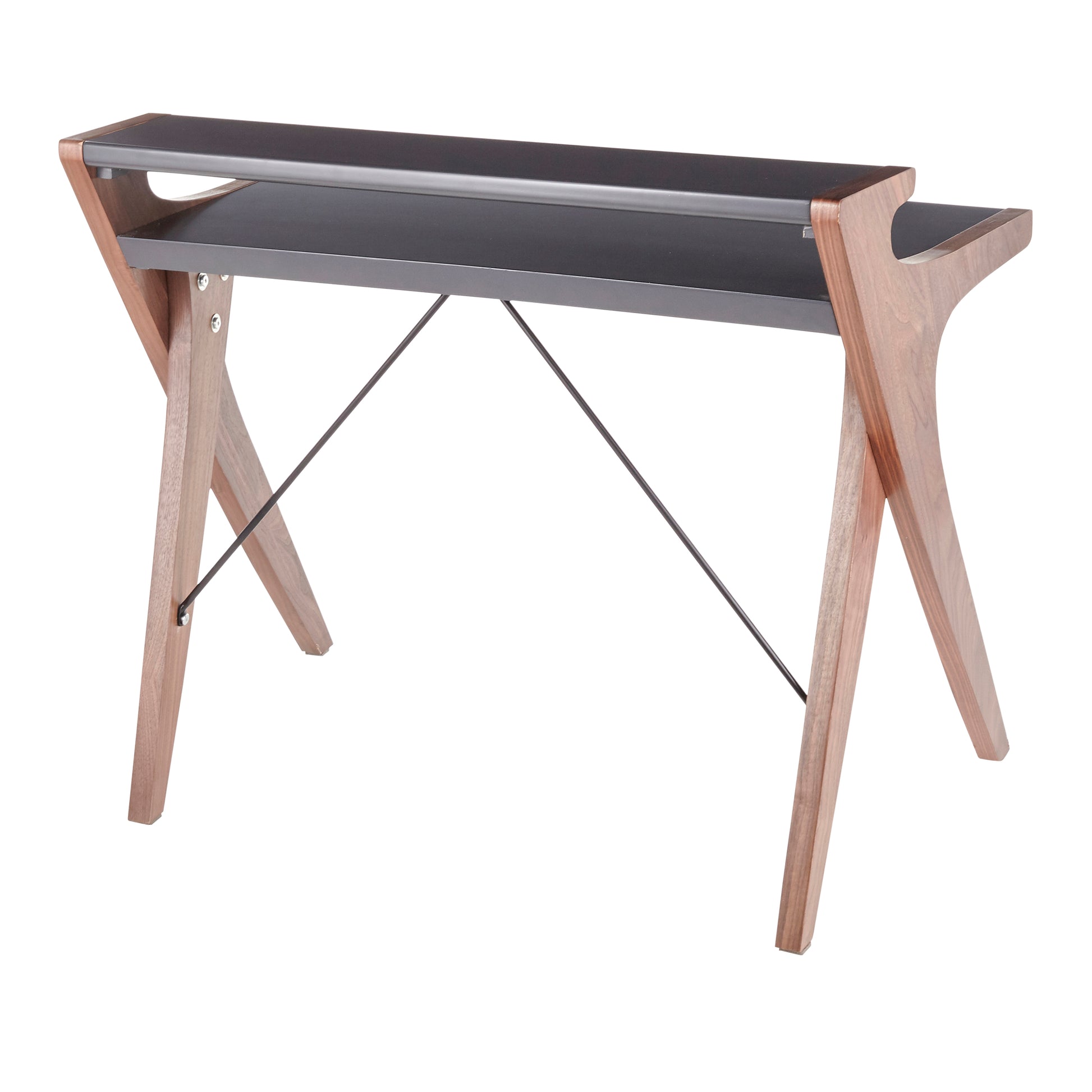 Archer Contemporary Desk - Grey & Walnut Wood