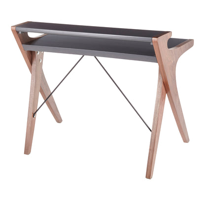 Archer Contemporary Desk - Grey & Walnut Wood