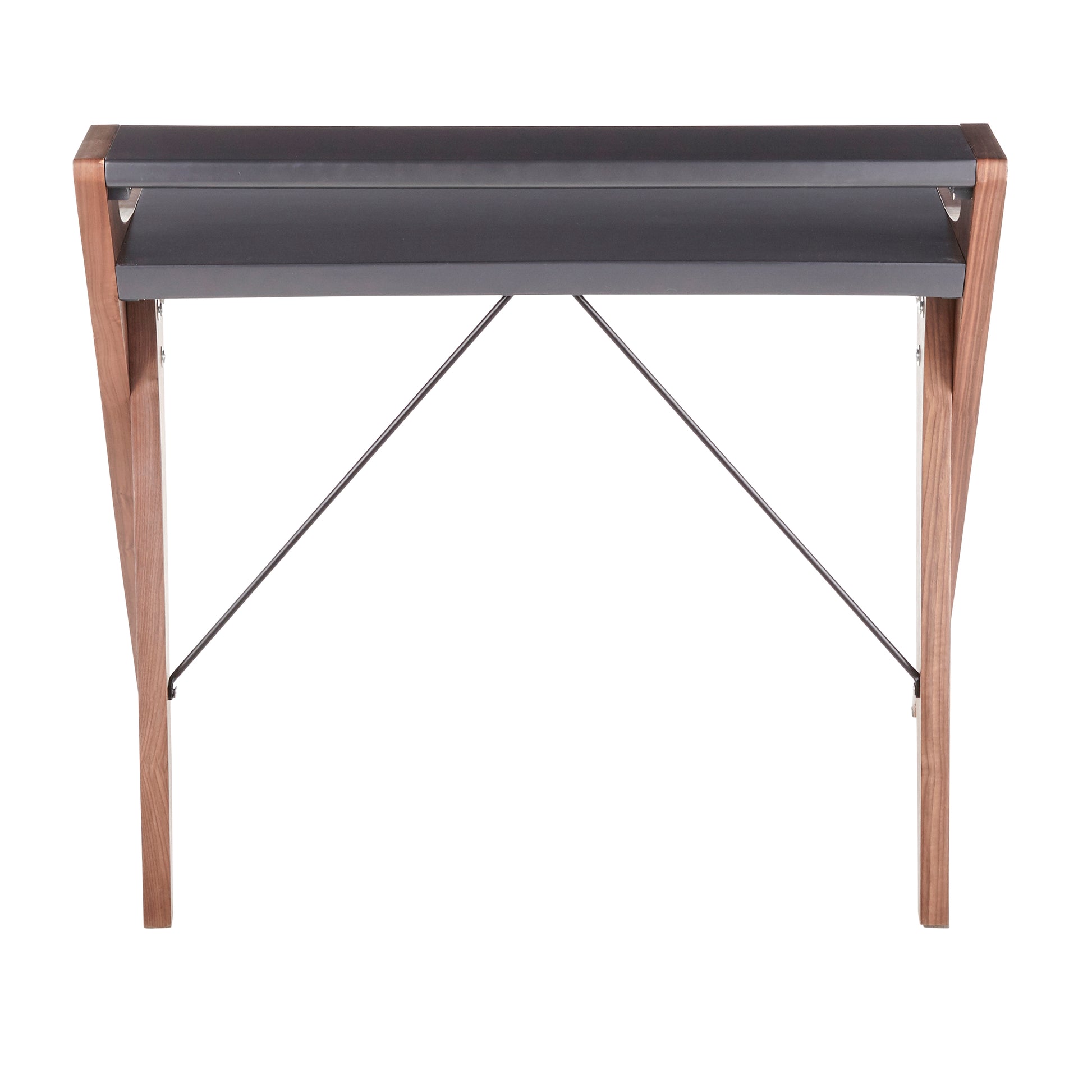 Archer Contemporary Desk - Grey & Walnut Wood