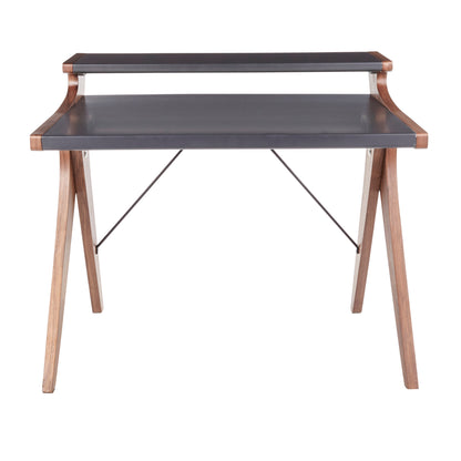 Archer Contemporary Desk - Grey & Walnut Wood
