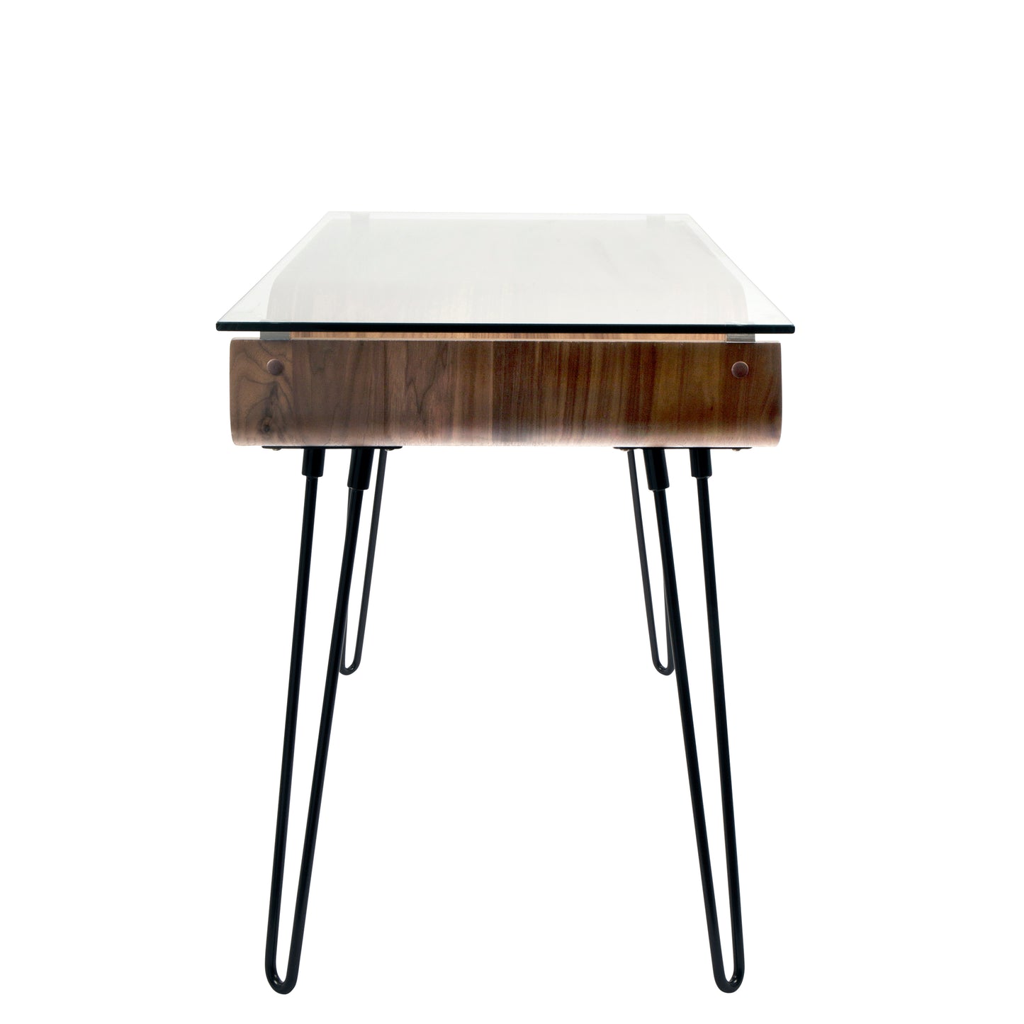 Avery Mid-Century Desk Walnut Wood Glass