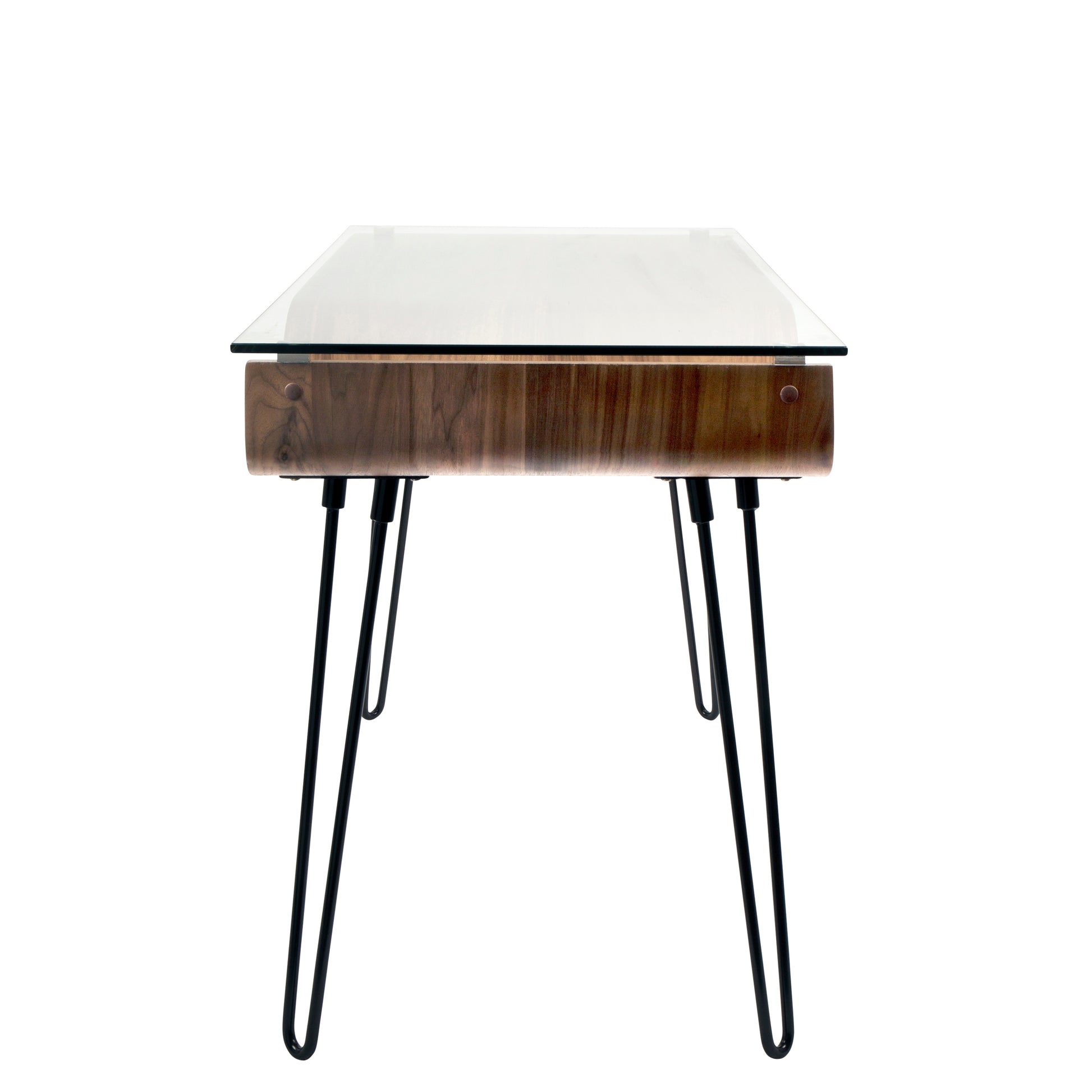 Avery Mid-Century Desk Walnut Wood Glass