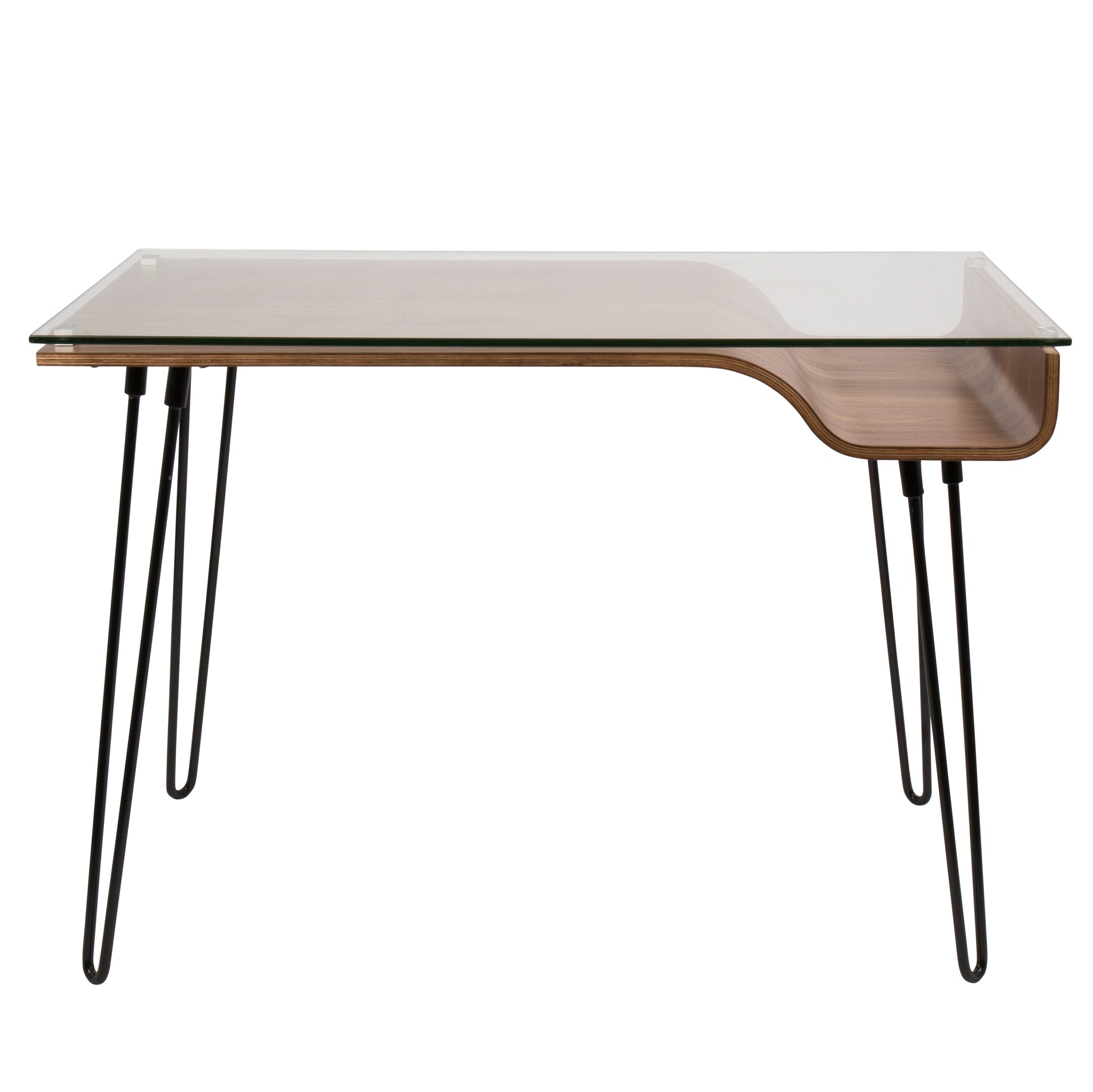 Avery Mid-Century Desk Walnut Wood Glass