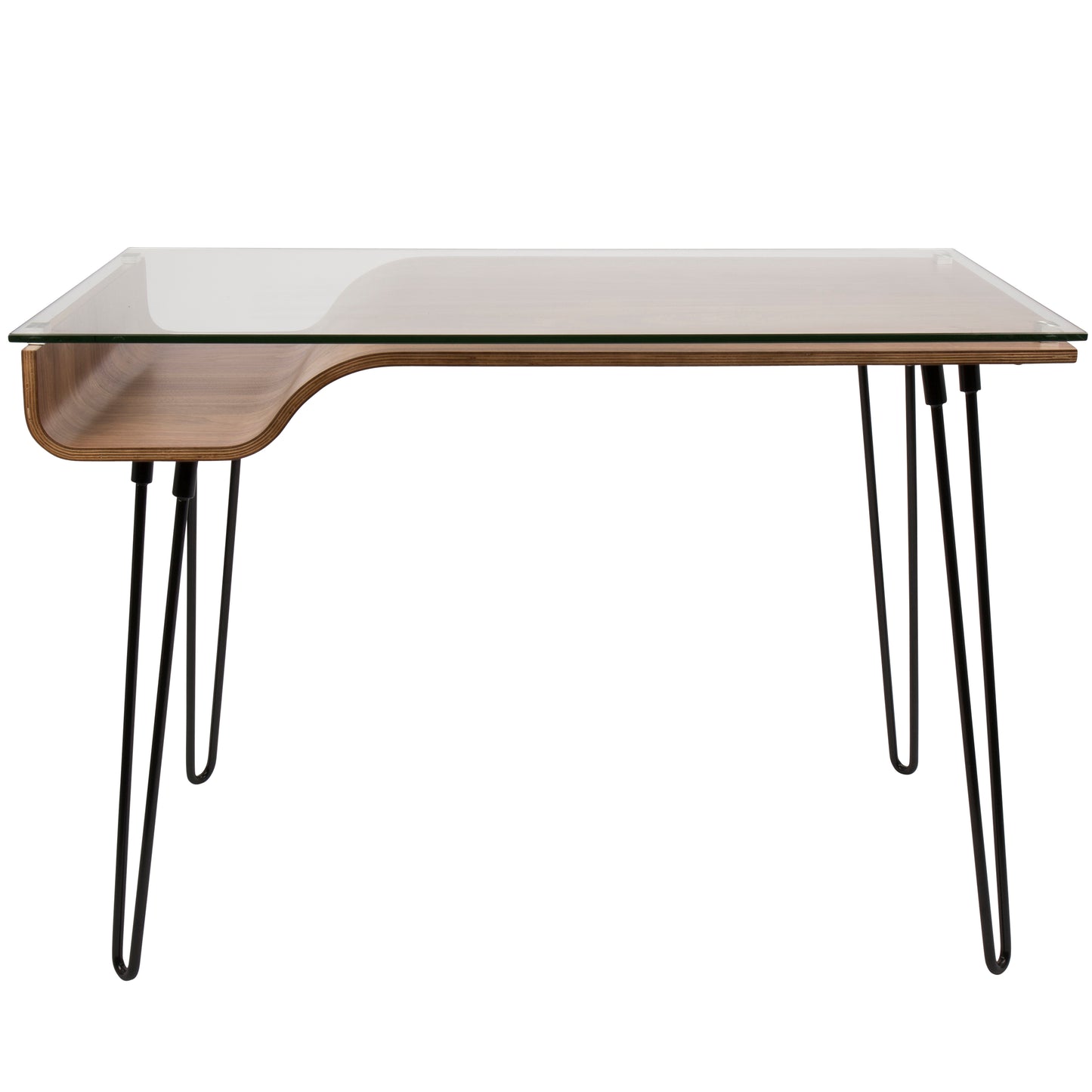 Avery Mid-Century Desk Walnut Wood Glass