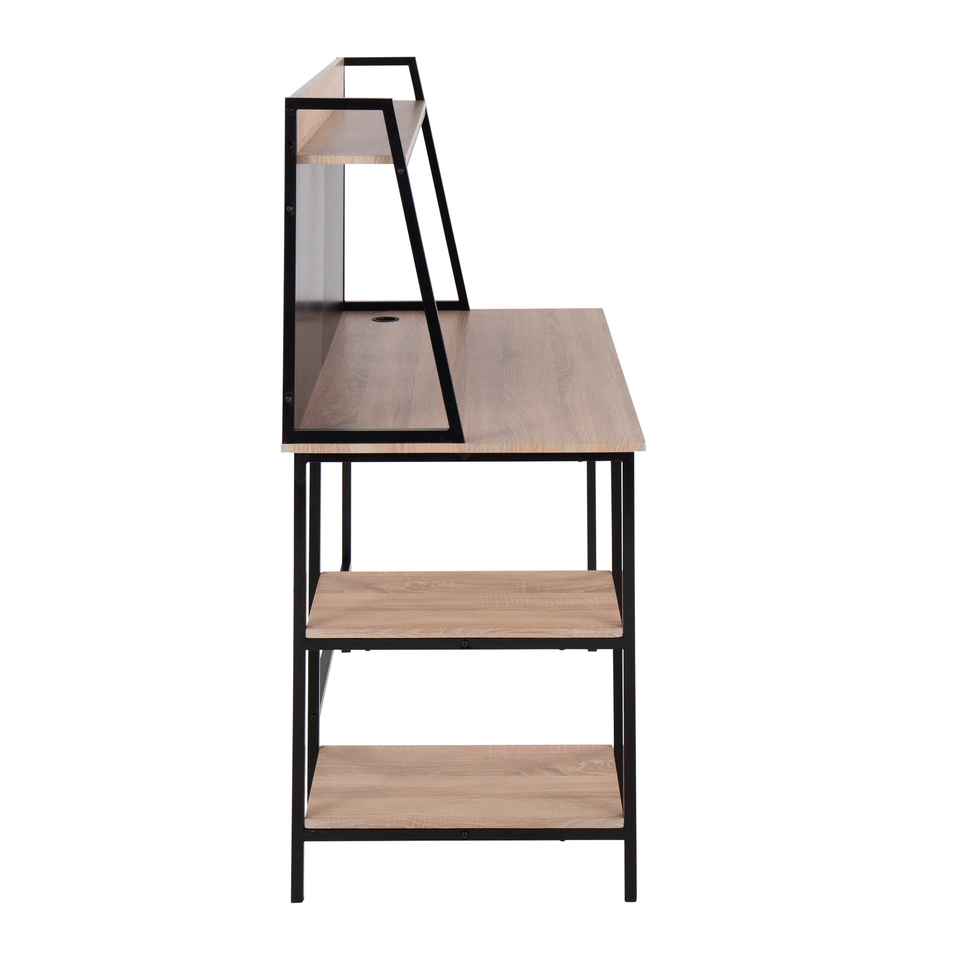 Geo Shelf Desk - Natural Wood & Black Steel Office Desk