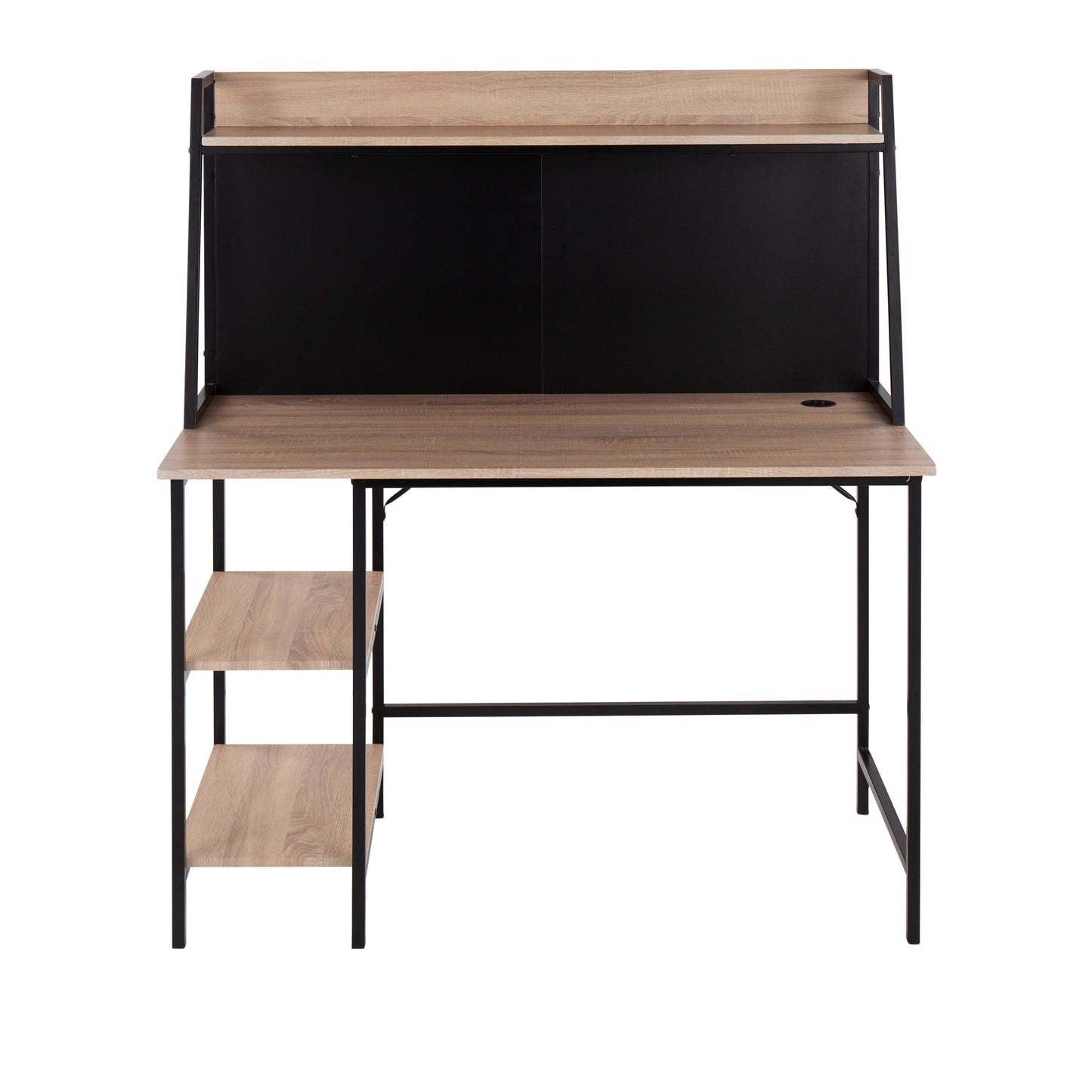 Geo Shelf Desk - Natural Wood & Black Steel Office Desk