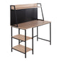 Shelf Contemporary Desk in Black Steel and Natural Wood
