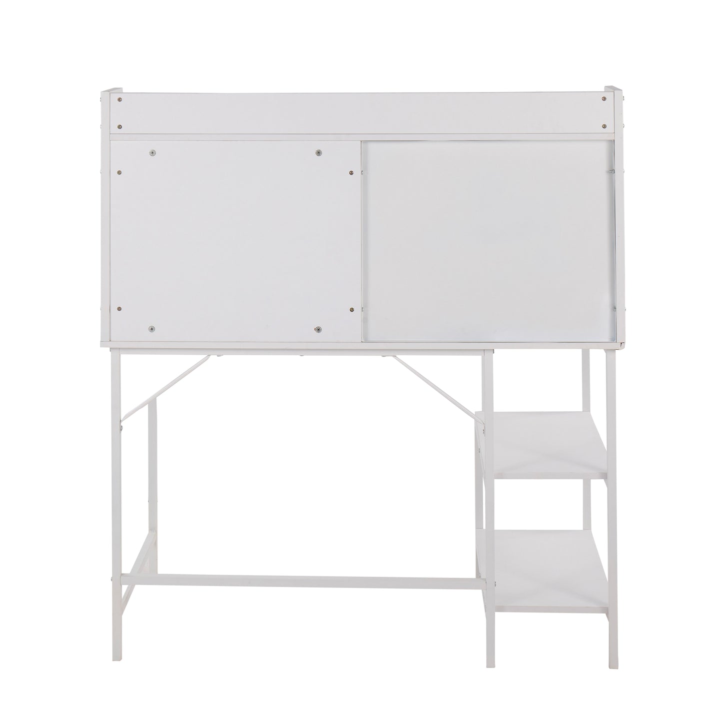 White Wood & Metal Shelf Desk - 23.5" Workspace for Home Office
