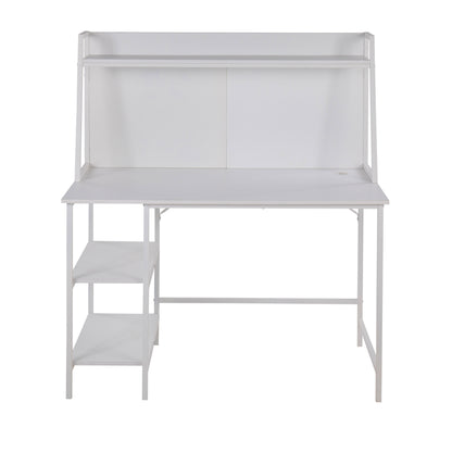 White Wood & Metal Shelf Desk - 23.5" Workspace for Home Office