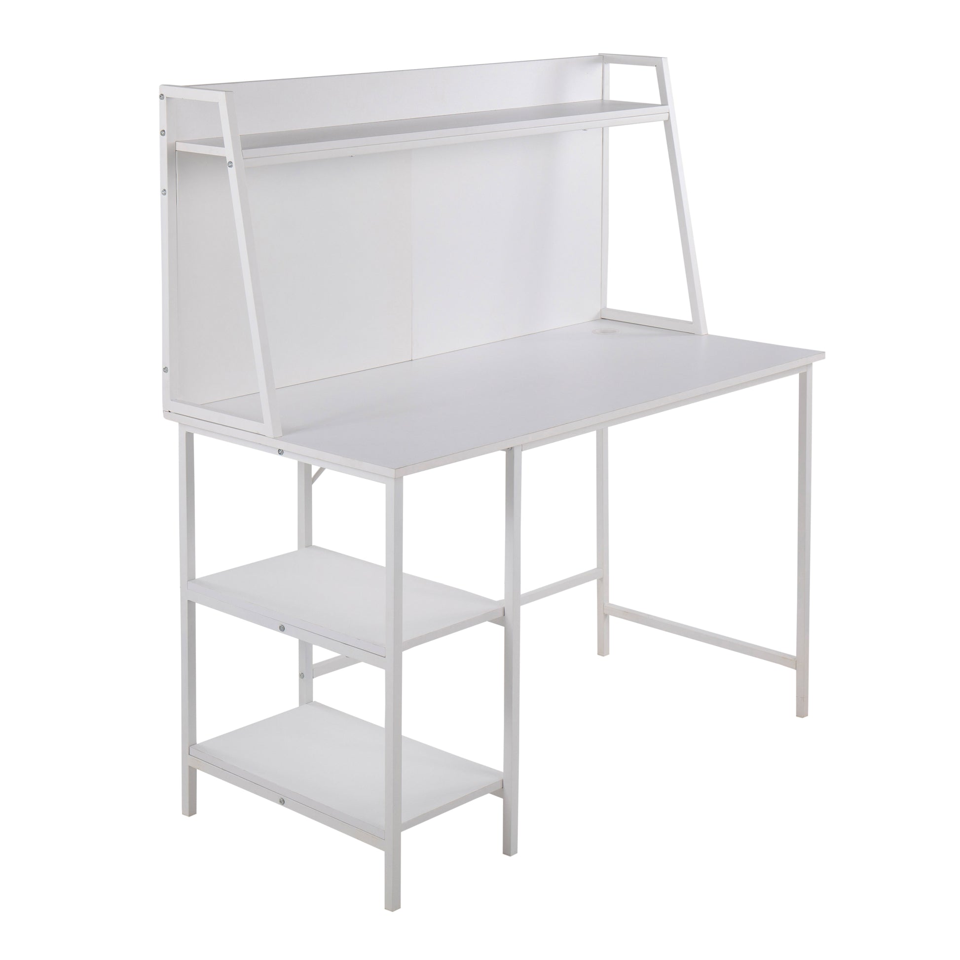 Shelf Contemporary Desk in White Steel and White Wood