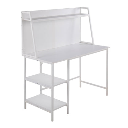Shelf Contemporary Desk in White Steel and White Wood