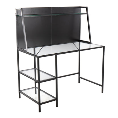 Black Glass Metal Desk - Large Office Work Surface