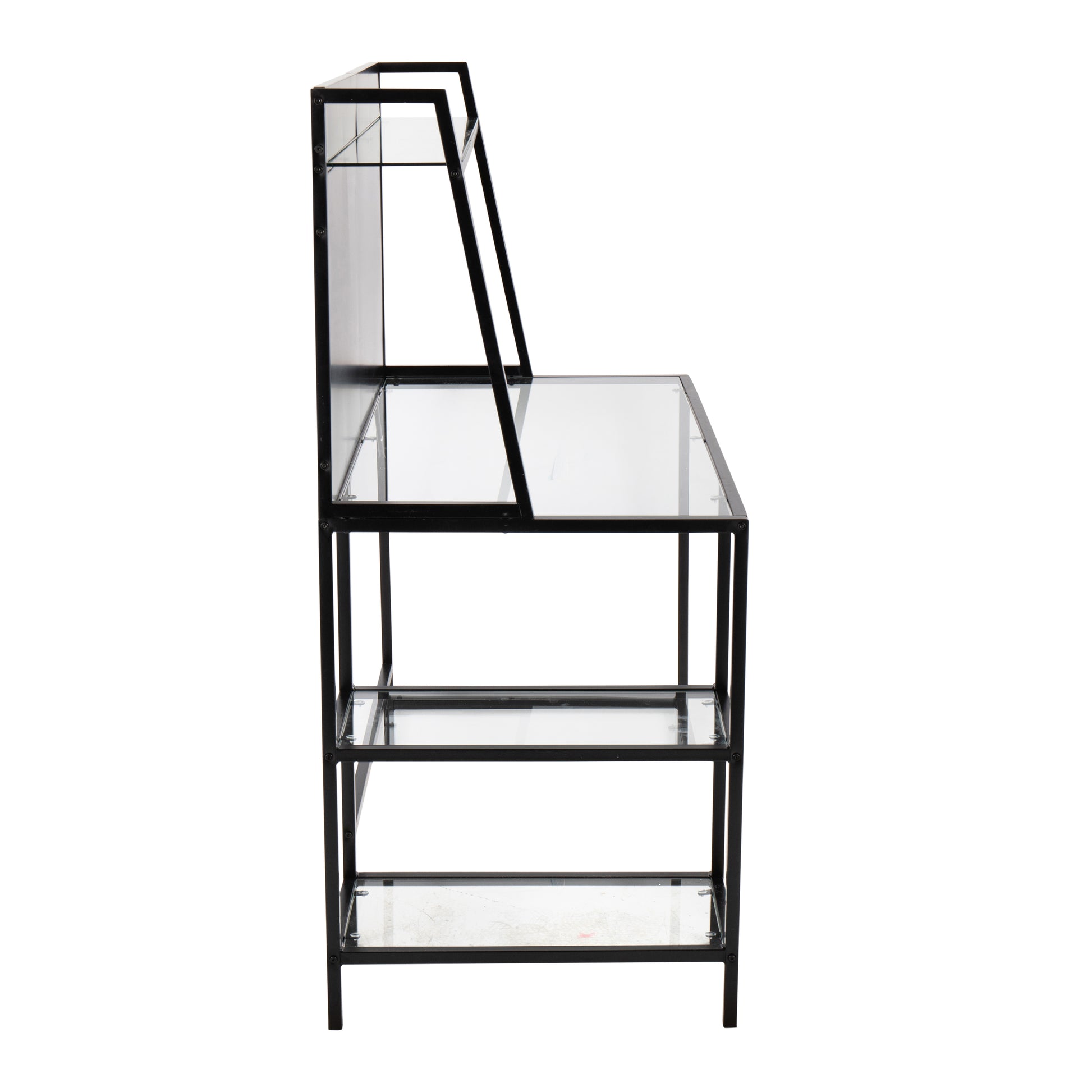 Black Glass Metal Desk - Large Office Work Surface